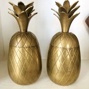 Vintage Hollywood Regency Brass Pineapple Containers - lidded jars- one or both